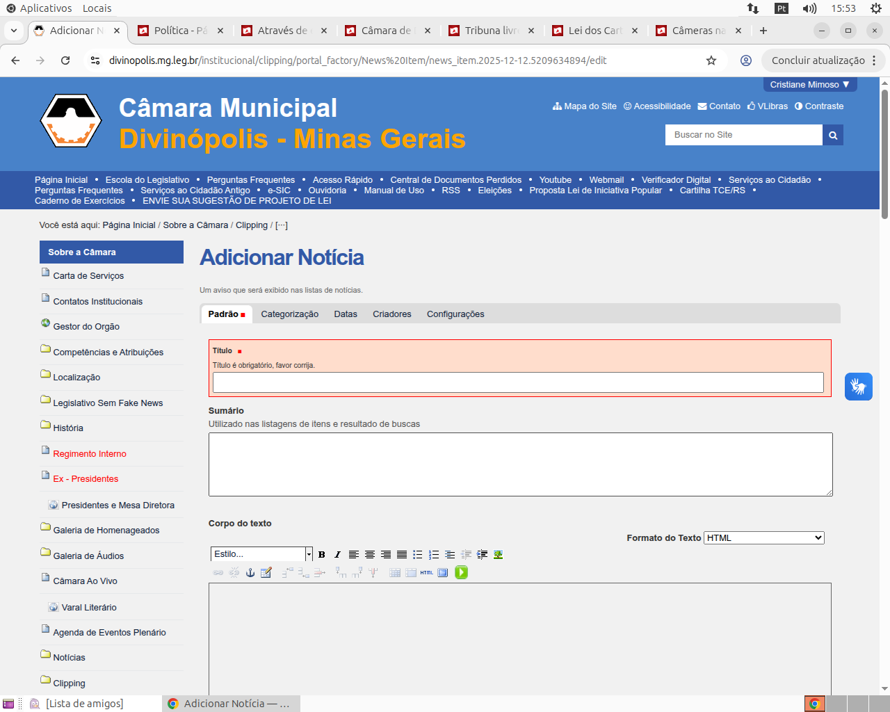 Coleção de notícias publicadas por terceiros