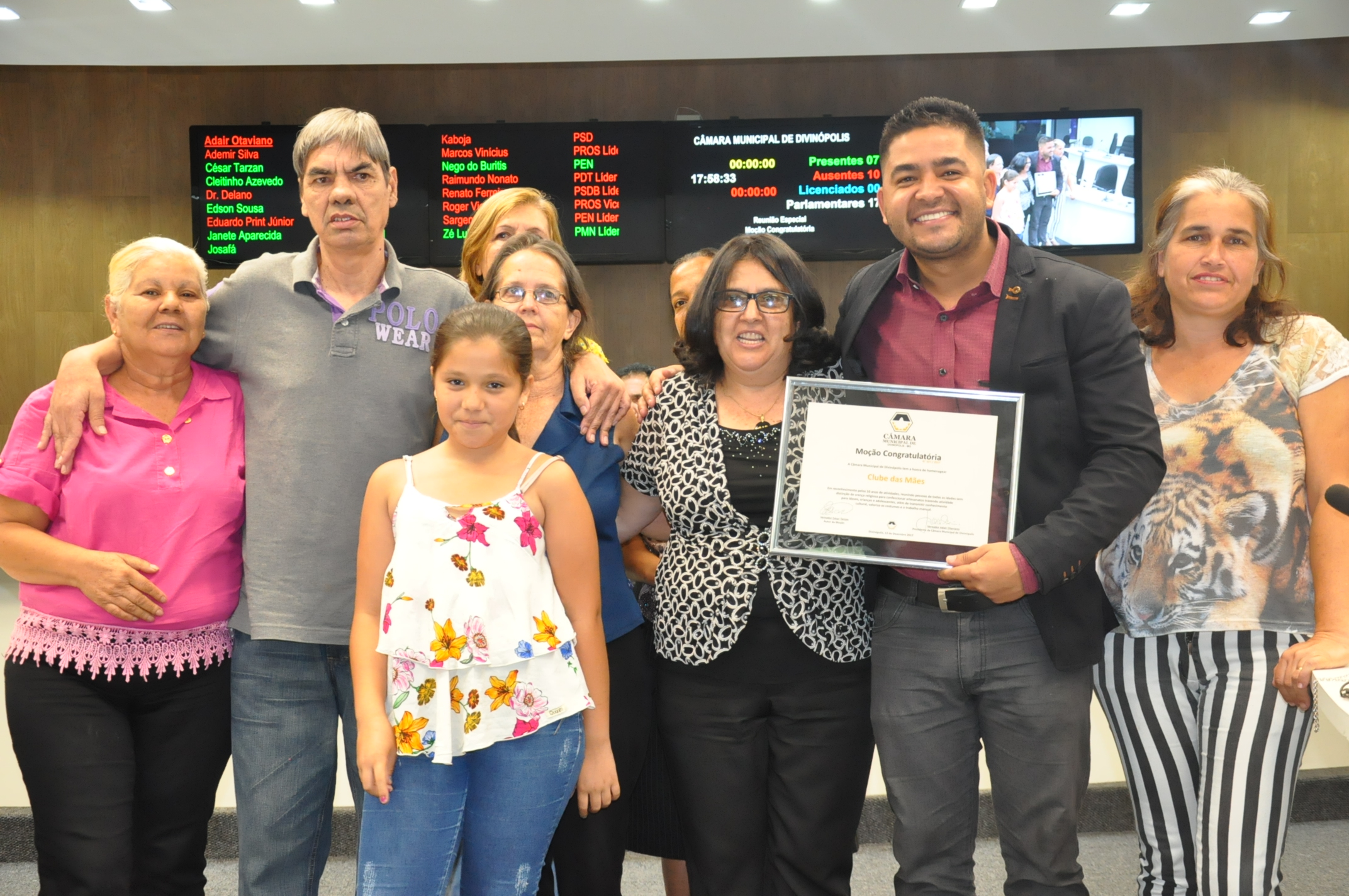 Ver. Cesar Tarzan, Clube das Mães  - Moção Congrulatoria 14-12-2017 