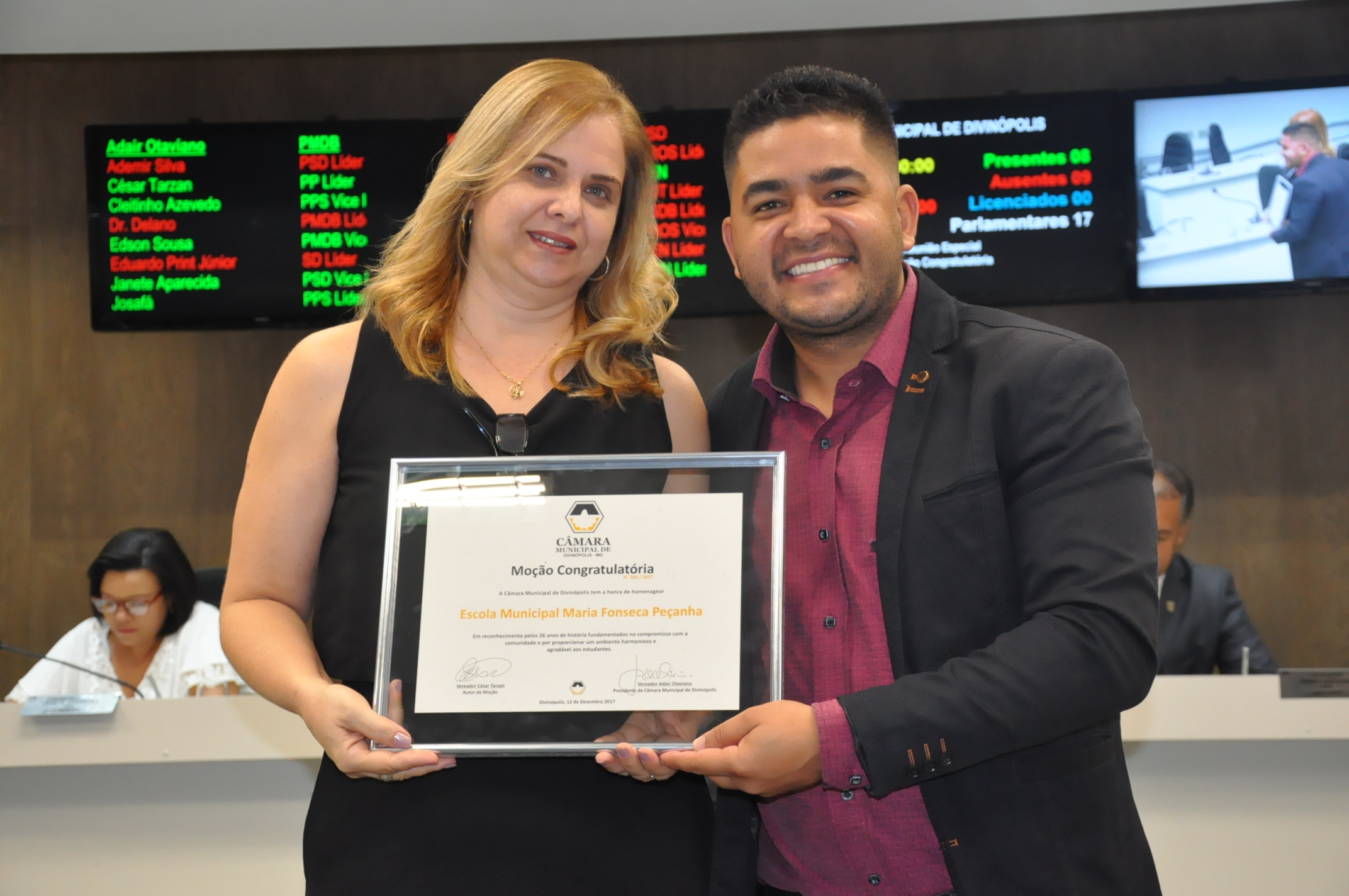 Ver. Cesar Tarzan, Escola Municipal Maria Fonseca Peçanha  - Moção Congrulatoria 14-12-2017