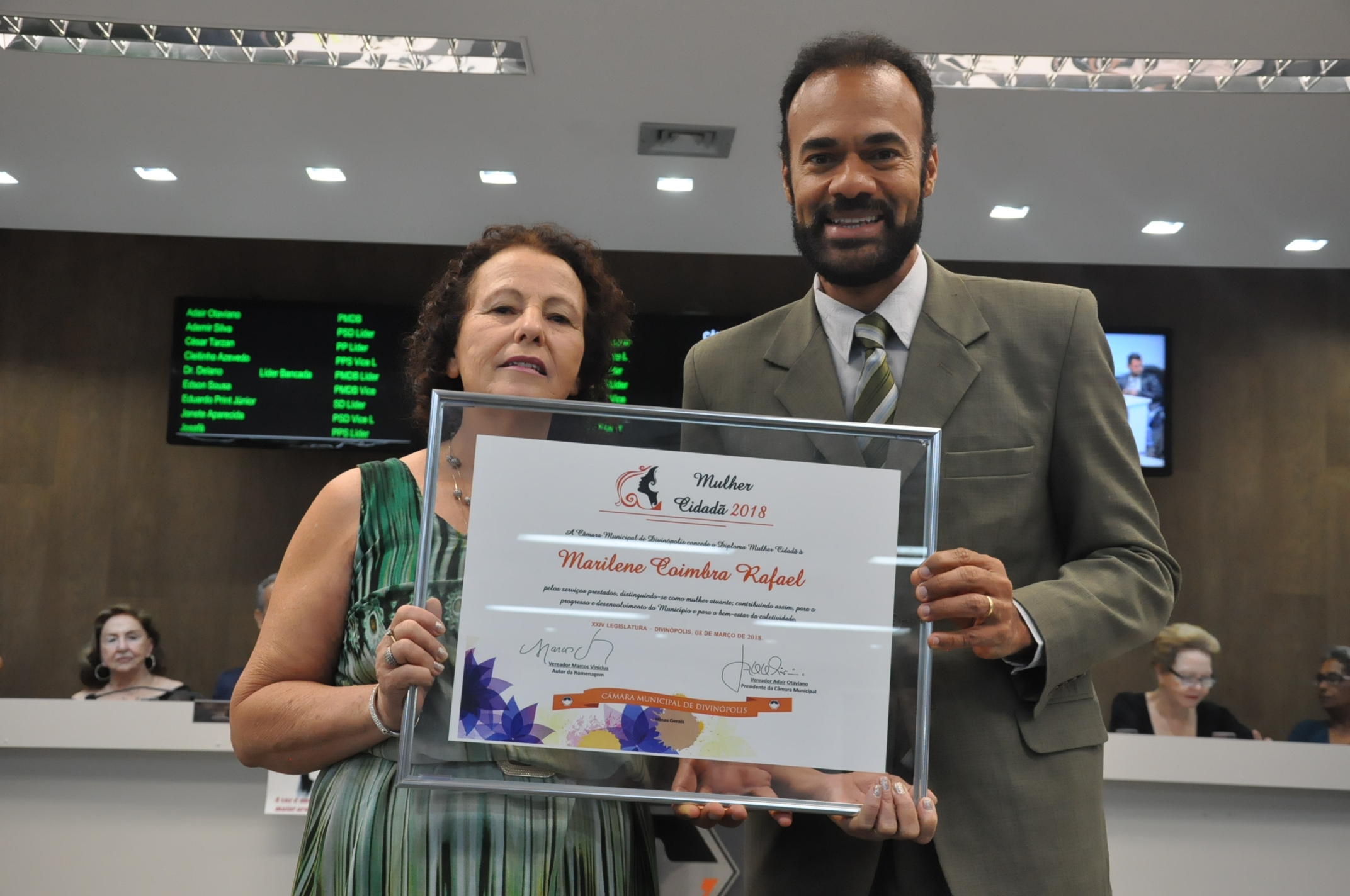 Ver. Marcos Vinicius  - Marlene Coimbra Rafael - Comenda Mulher Cidadã 08-03-2018